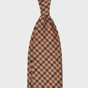 F.Marino Gun Club Checked Flannel Wool Tie 3 Folds Burgundy Red