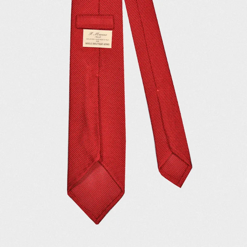 F.Marino Handmade Grenadine Silk Tie 3-Fold Red