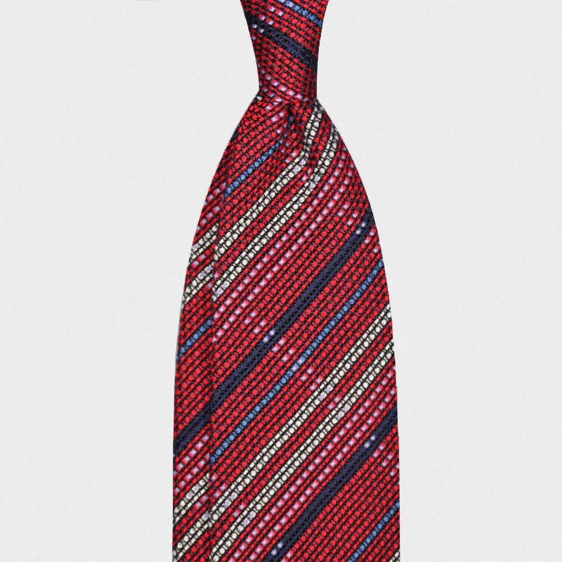 F.Marino Handmade Grenadine Silk Tie Madras Red