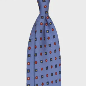 F.Marino Handmade Silk Tie 3-Fold Micro Daisy Diamonds | Light Blu