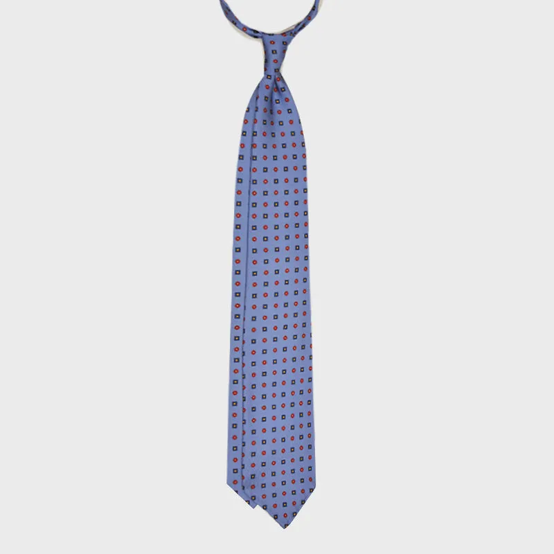 F.Marino Handmade Silk Tie 3-Fold Micro Daisy Diamonds | Light Blu