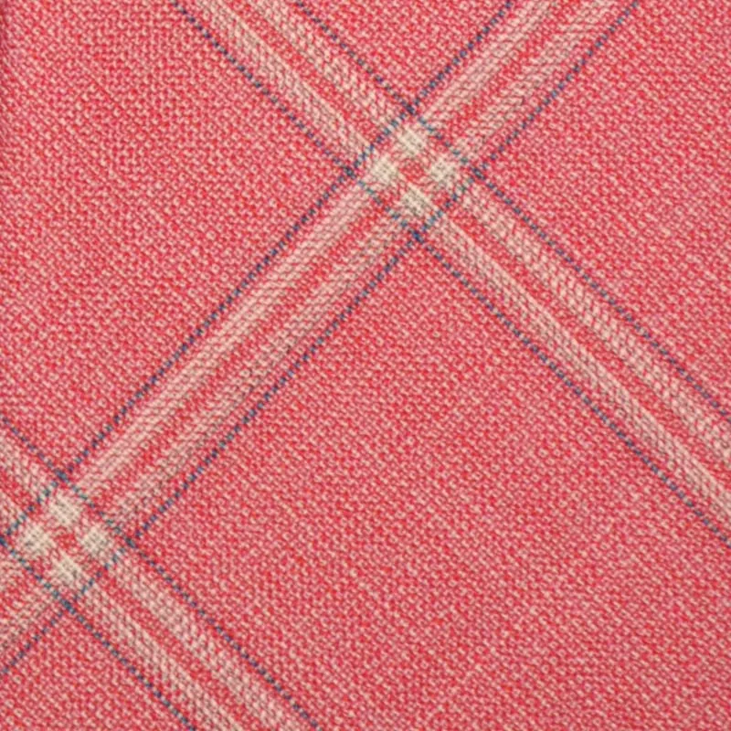 F.Marino Handmade Wool Tie Drapers Italy 3-Fold Windowpane Pink