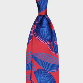 F.Marino Hawaiian Floral Silk Tie 3 Folds Magenta