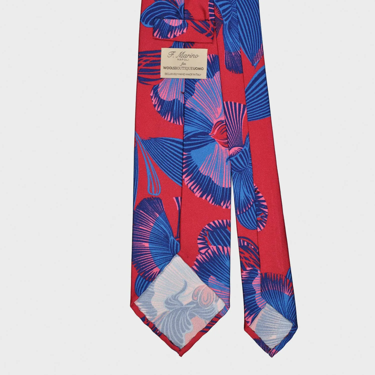 F.Marino Hawaiian Floral Silk Tie 3 Folds Magenta