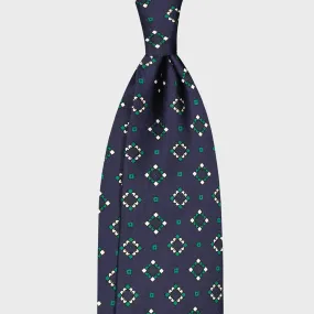 F.Marino Silk Tie 3 Folds Diamonds Navy Blue