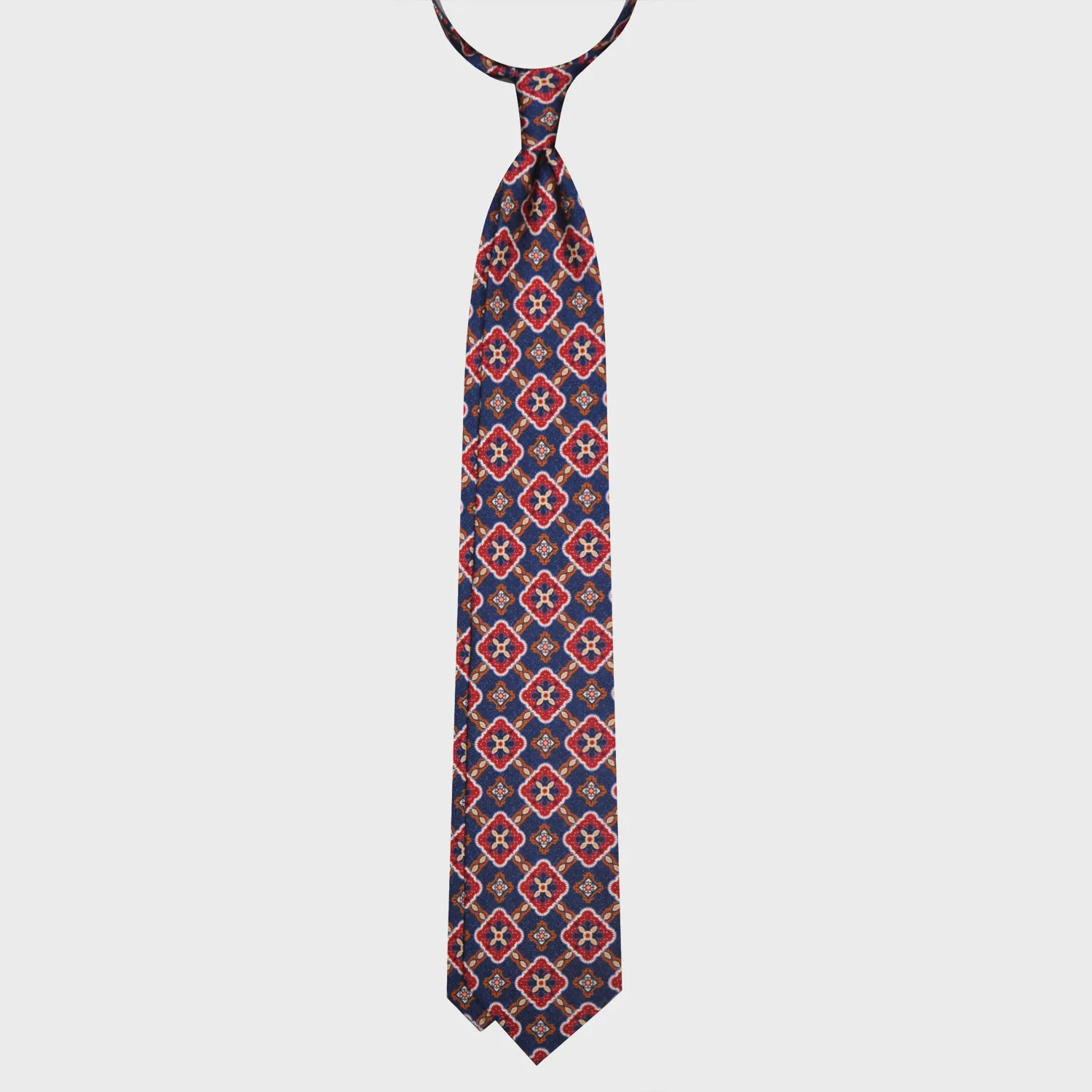 F.Marino Silk Tie 3 Folds Maioliche Denim Blue