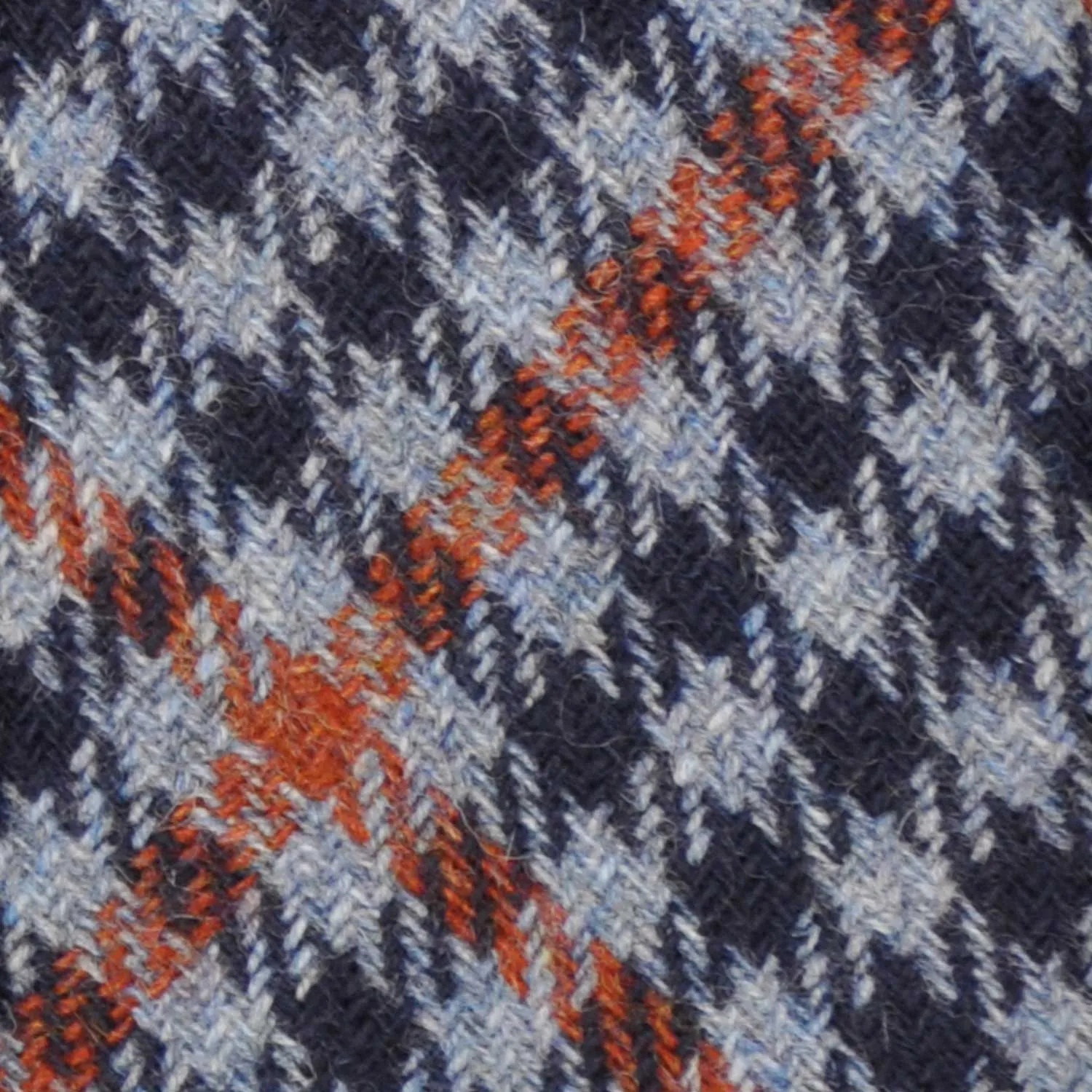 F.Marino Tweed Tie 3 Folds Checked Denim Blue