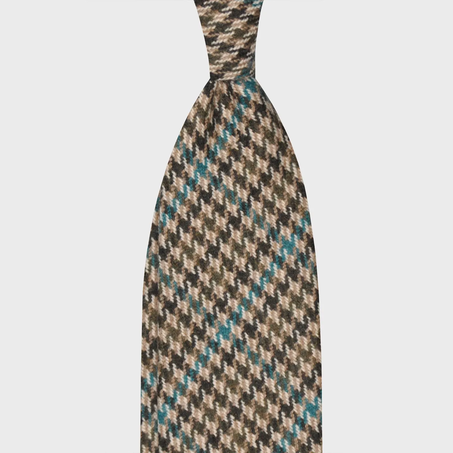 F.Marino Tweed Tie 3 Folds Gun Club Pie de Poule Loden Green