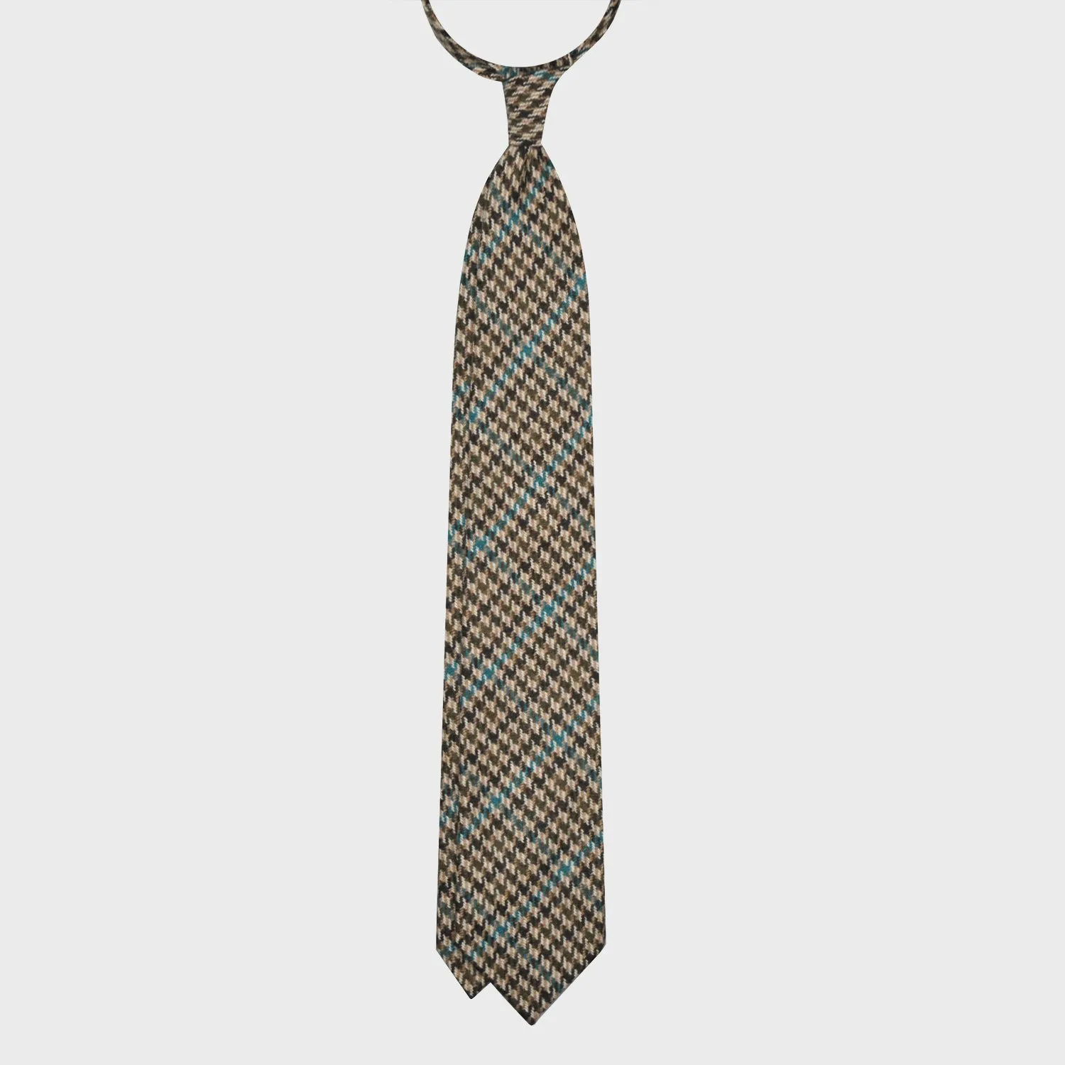 F.Marino Tweed Tie 3 Folds Gun Club Pie de Poule Loden Green