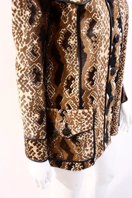 FORTUNA VALENTINO Snake Print Calf Hair Coat