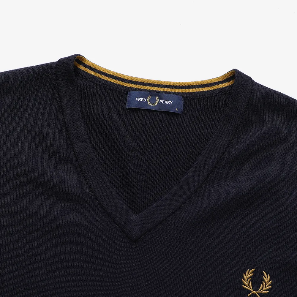 FRED PERRY  |Unisex Wool Street Style V-Neck Long Sleeves Plain Cotton