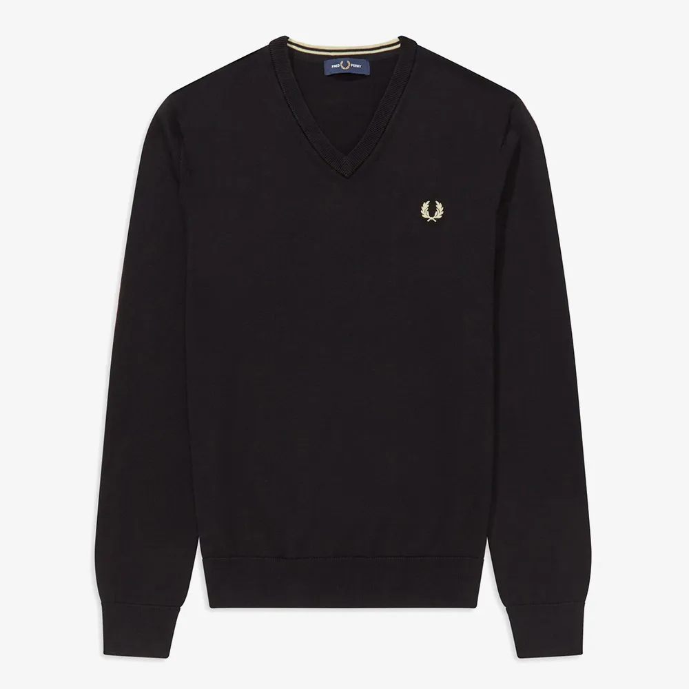 FRED PERRY  |Unisex Wool Street Style V-Neck Long Sleeves Plain Cotton