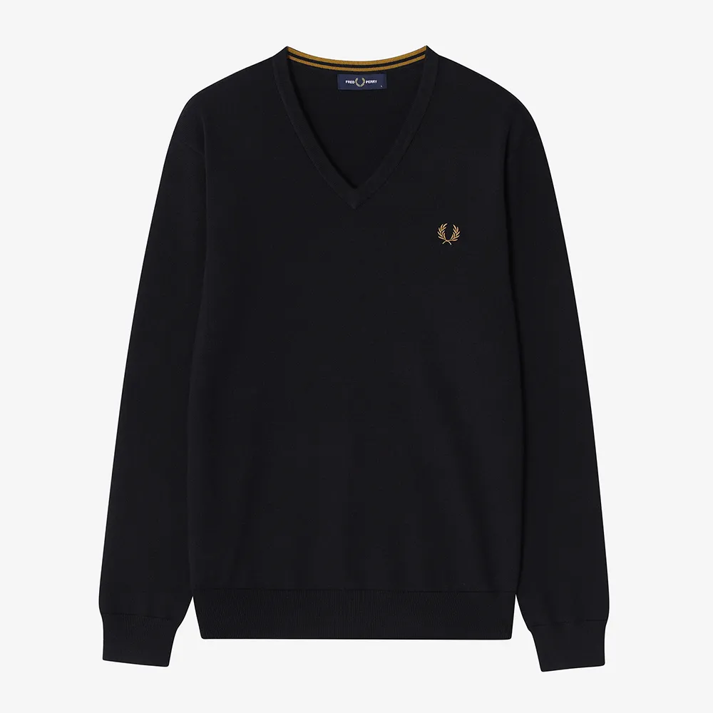 FRED PERRY  |Unisex Wool Street Style V-Neck Long Sleeves Plain Cotton