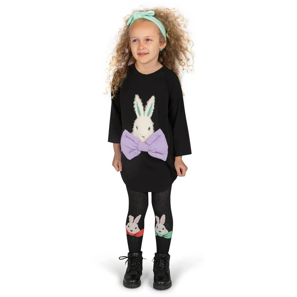 Girls Black Rabbit Tights