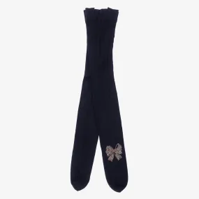 Girls Navy Blue Bow Tights