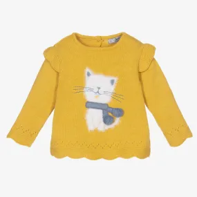 Girls Yellow Cat Sweater