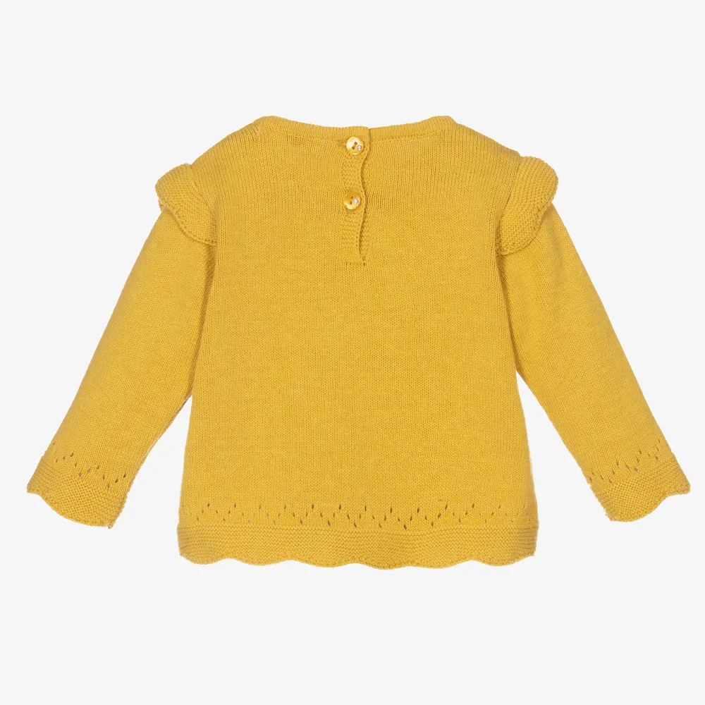 Girls Yellow Cat Sweater