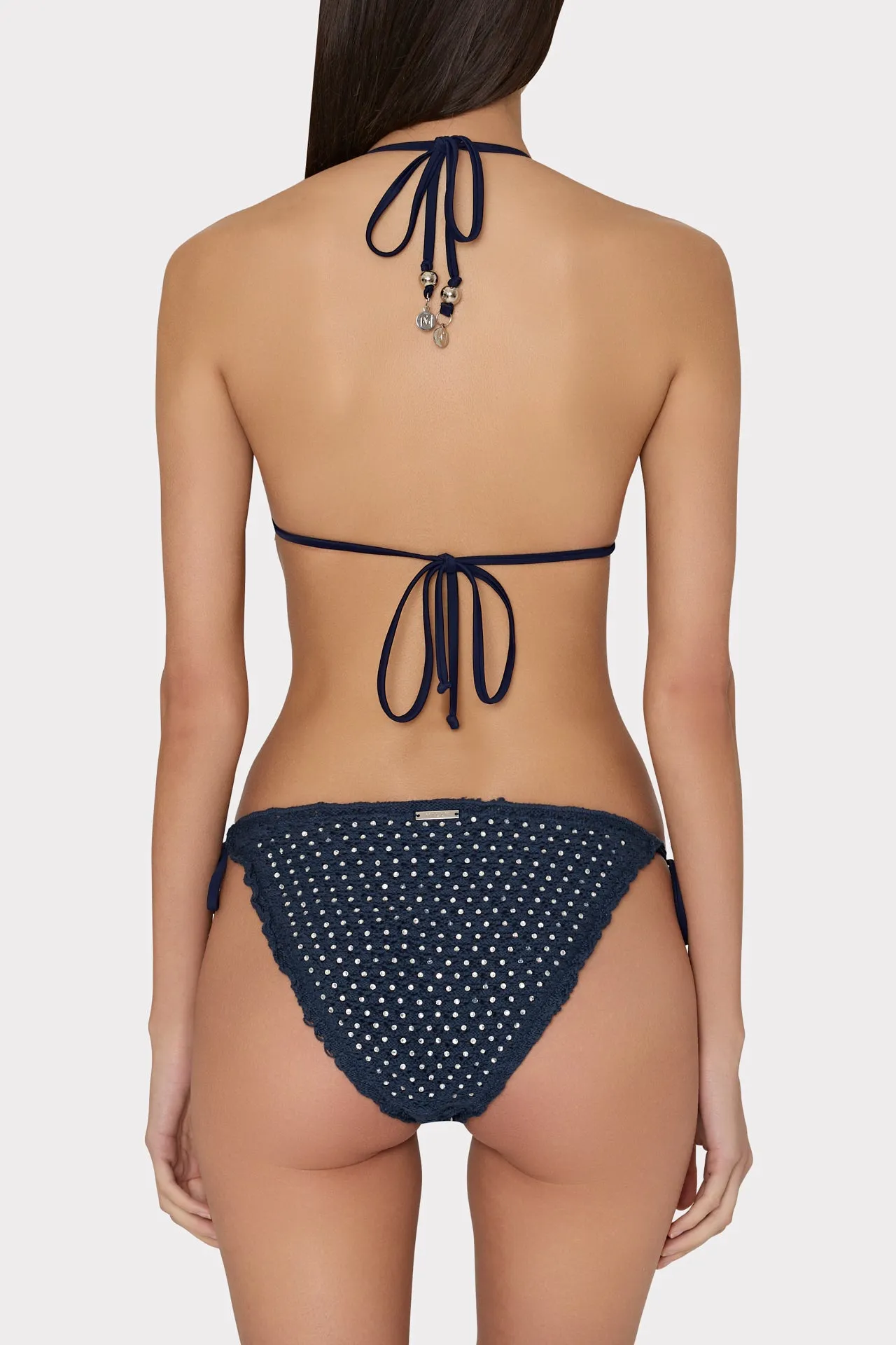 Glimmer Crochet Bikini Top With Crystal Applique