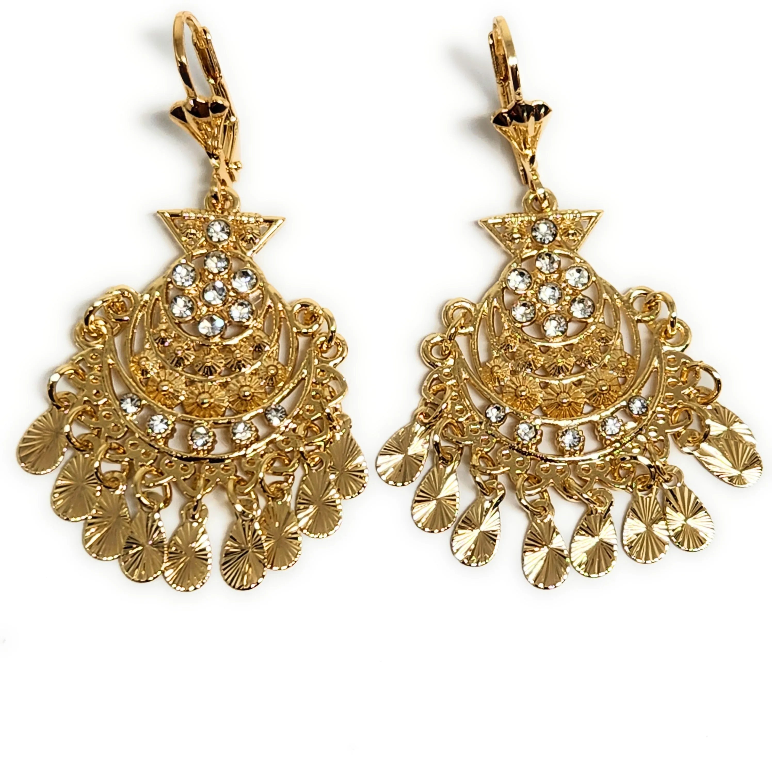 Gold Plated Chandelier Earrings Aretes Folklorico