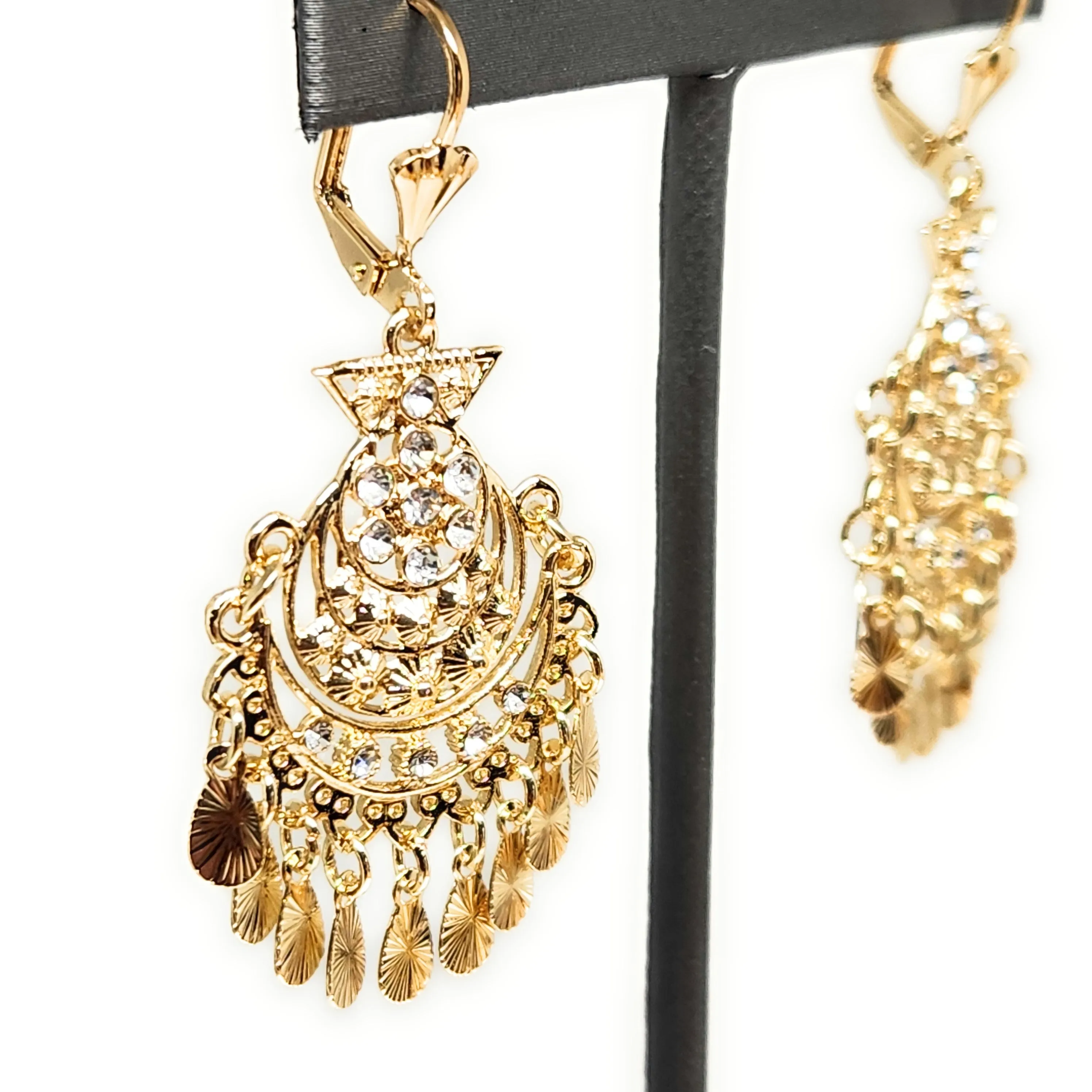 Gold Plated Chandelier Earrings Aretes Folklorico