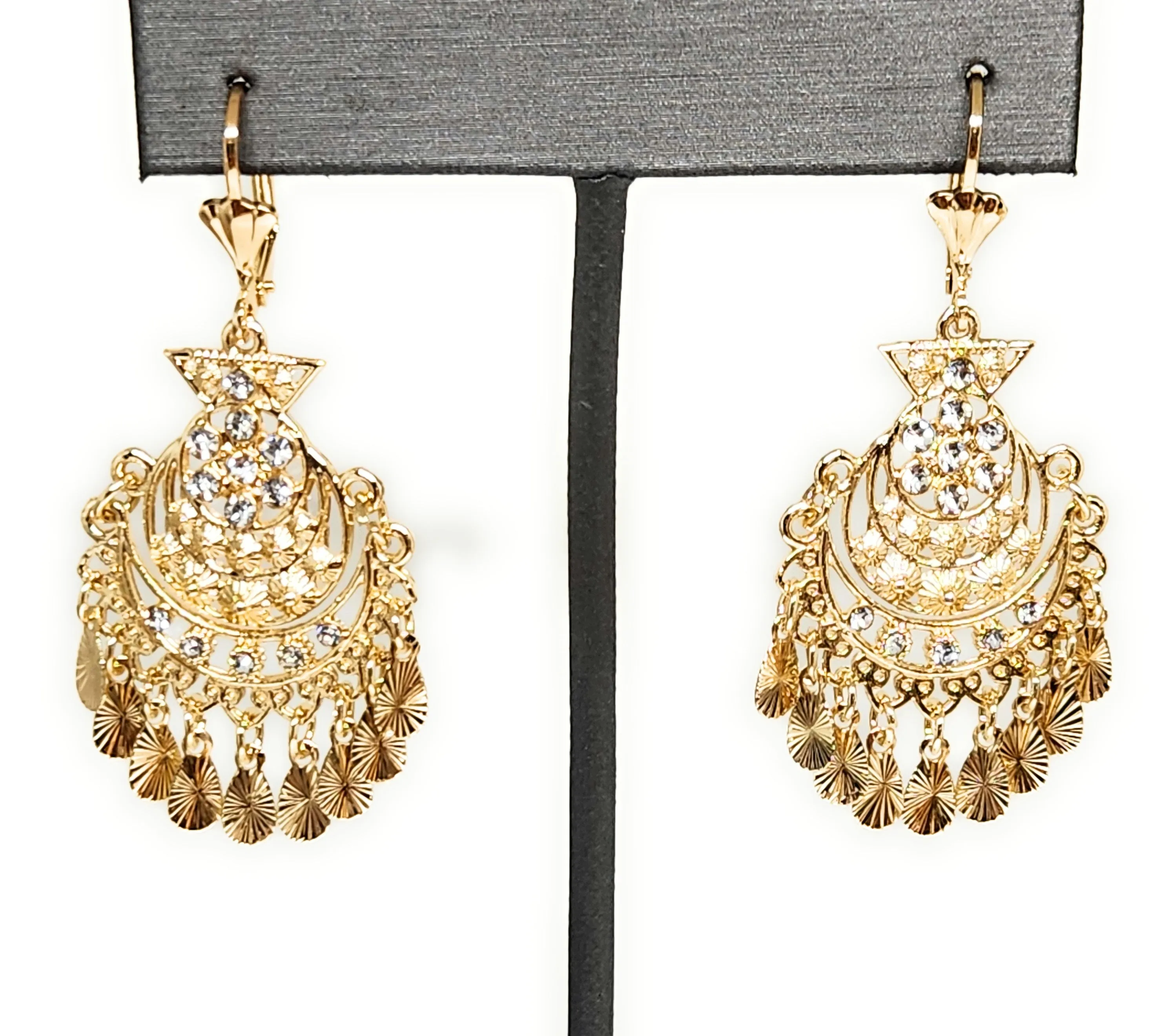 Gold Plated Chandelier Earrings Aretes Folklorico