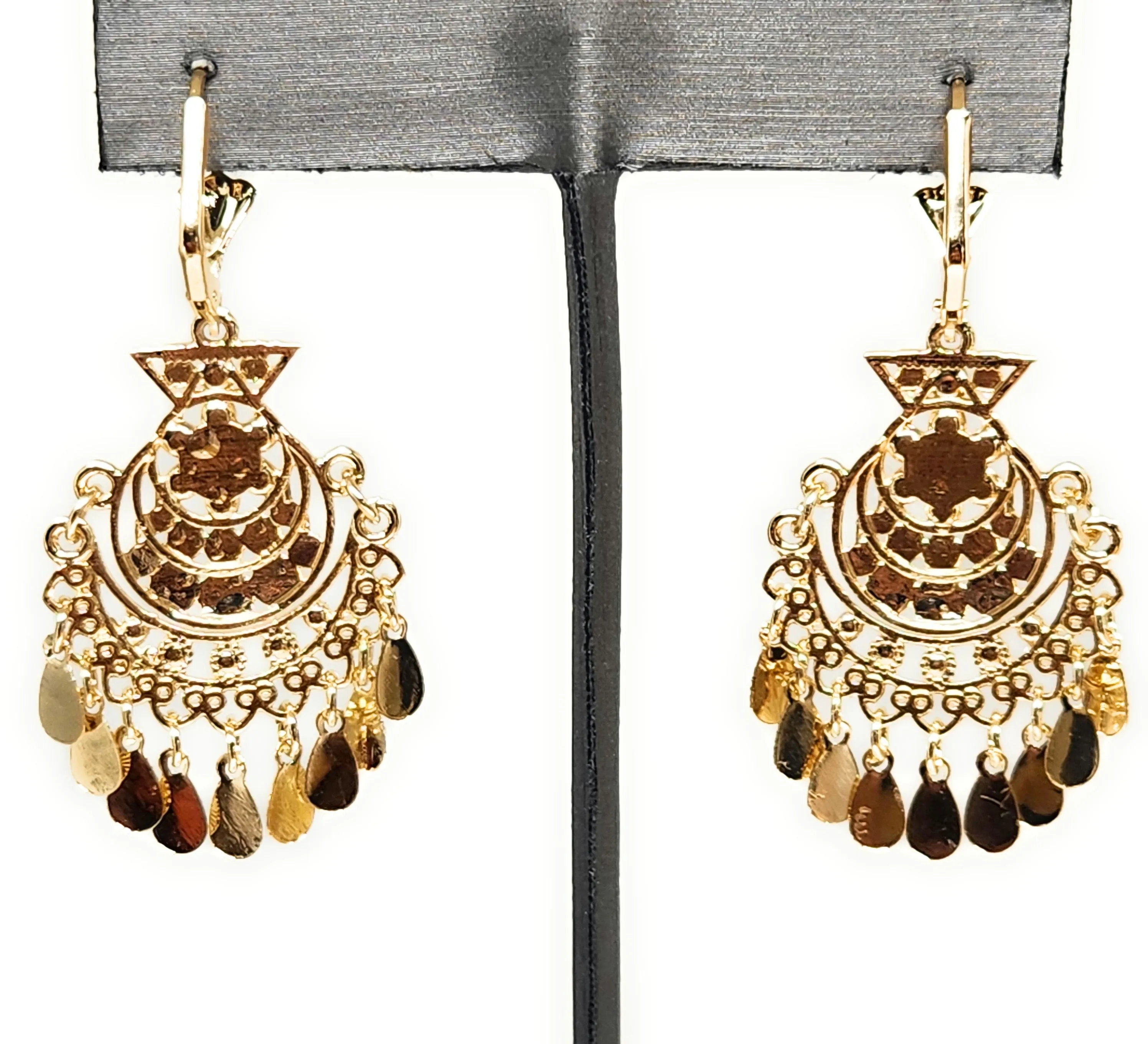 Gold Plated Chandelier Earrings Aretes Folklorico