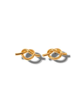 Gold Why Knot Stud Earrings