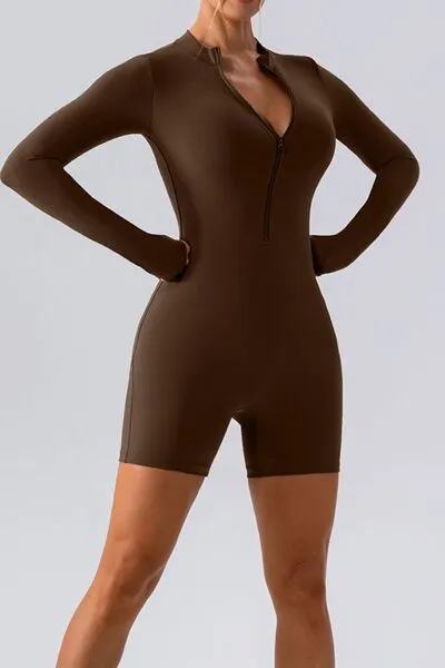 Half Zip Long Sleeve Active Romper