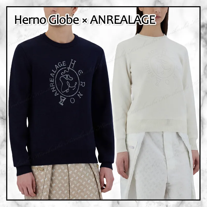 HERNO  |Crew Neck Unisex Wool Street Style Collaboration