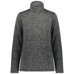 Holloway Women's Black Heather Alpine Sweater Fleece 1/4 Zip Pullover