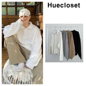 HUE  |Unisex Street Style Plain Oversized Sweaters