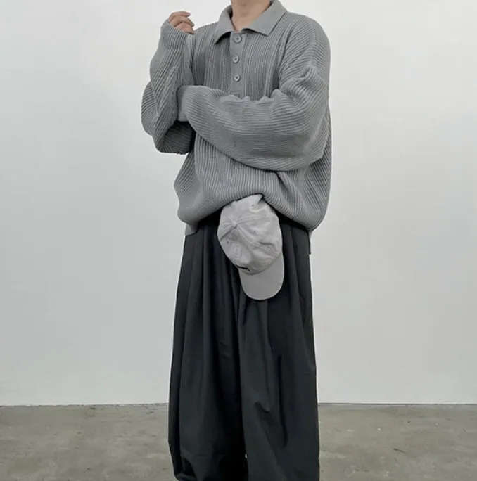 HUE  |Unisex Street Style Plain Oversized Sweaters