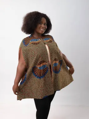 Ina Ankara Cape Style Coat - African Clothing Store | JT Aphrique