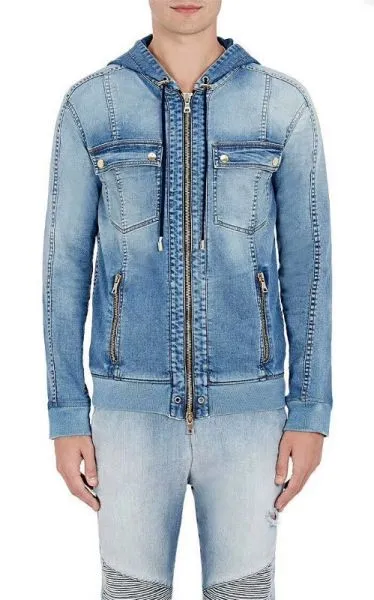 Jeans jacket with hood for men 