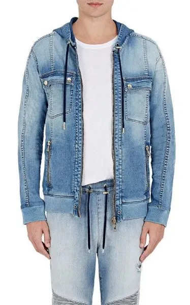 Jeans jacket with hood for men 