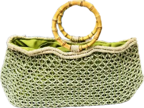 Jenna Green and Natural Woven Tote