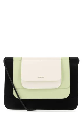 Jil Sander Logo Printed Colour-Block Panelled Shoulder Bag