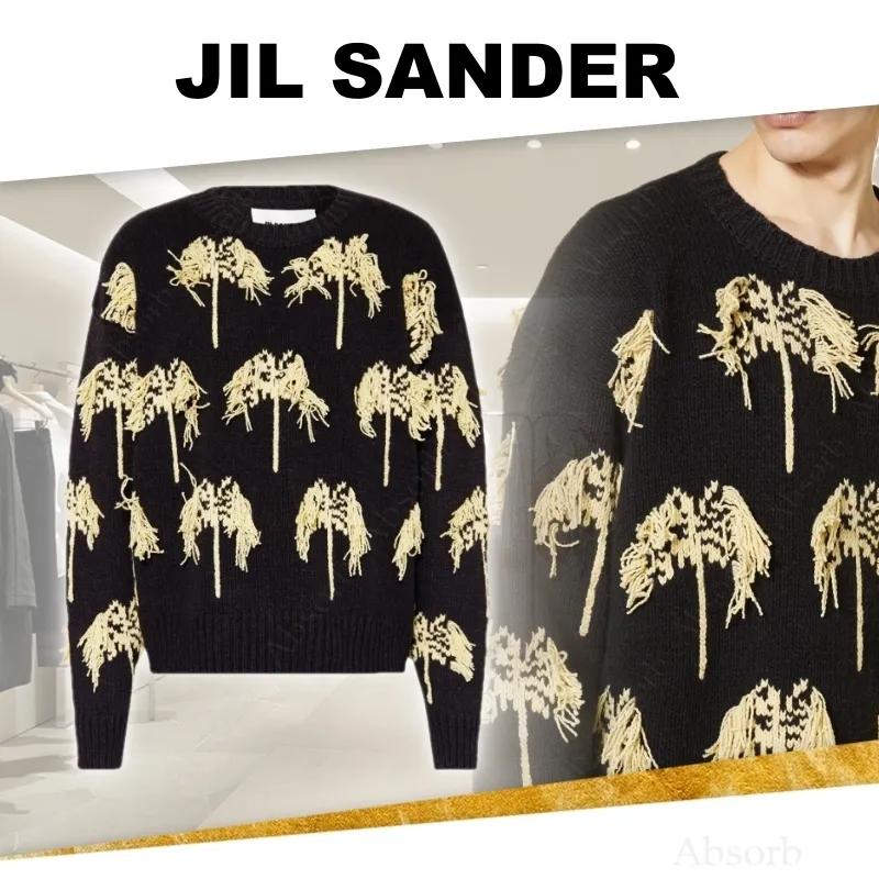 Jil Sander  |Wool Street Style Long Sleeves Cotton Fringes Designers