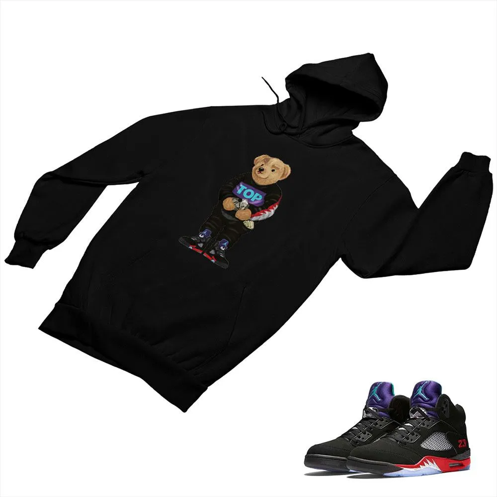 Jordan 5 Top 3 Black Matching Custom Designed Hoodies JD 5-2-7-19