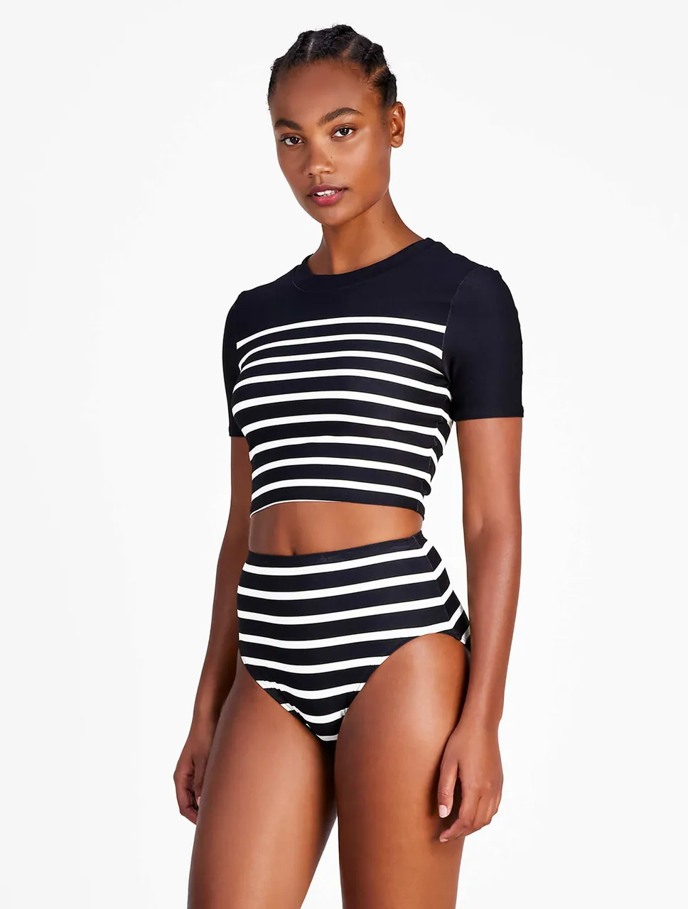 KATE SPADE BRETON STRIPE SHORT SLEEVE RASHGUARD TOP