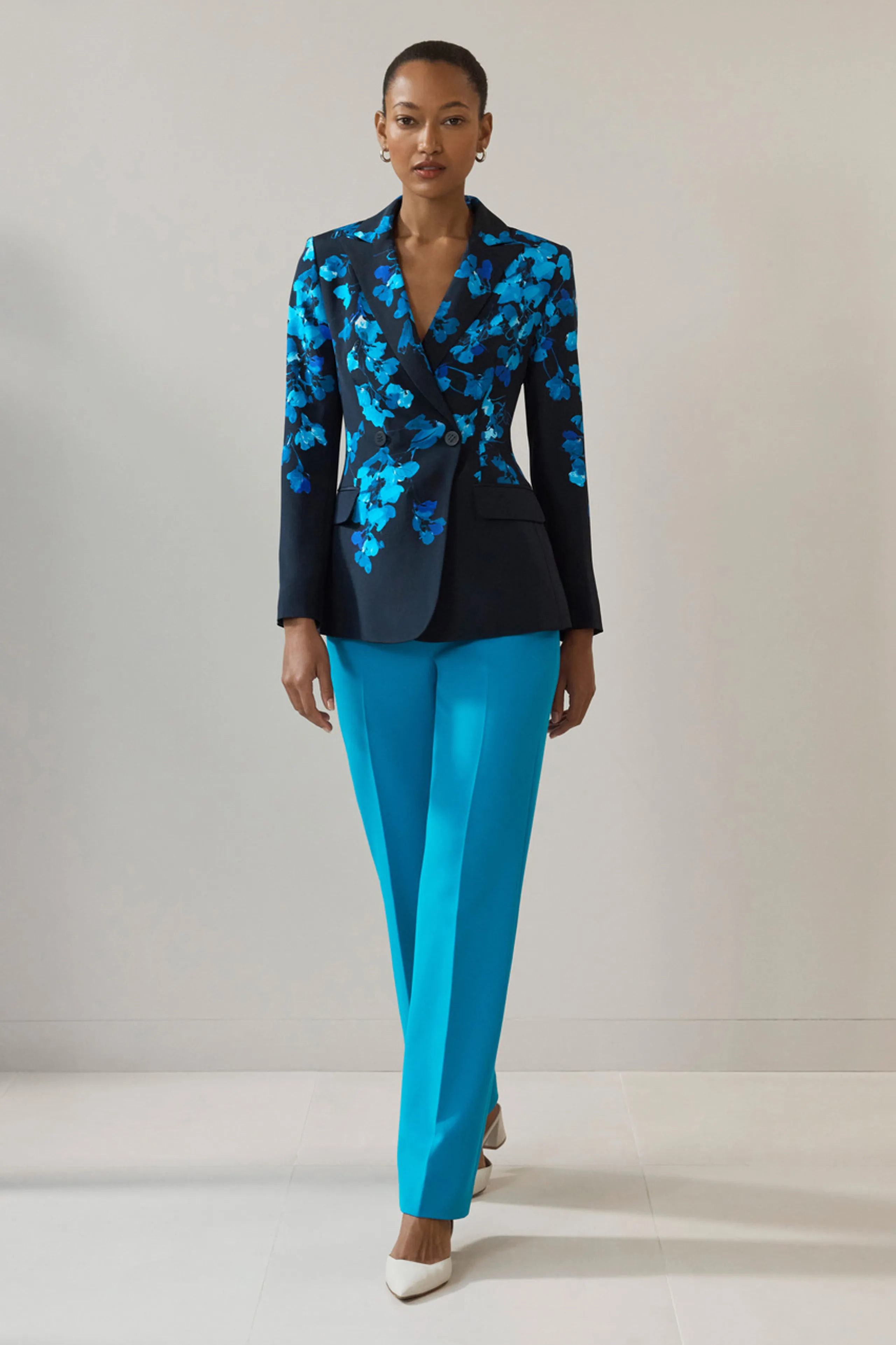 Knighton Jacket Navy And Turquoise Silk