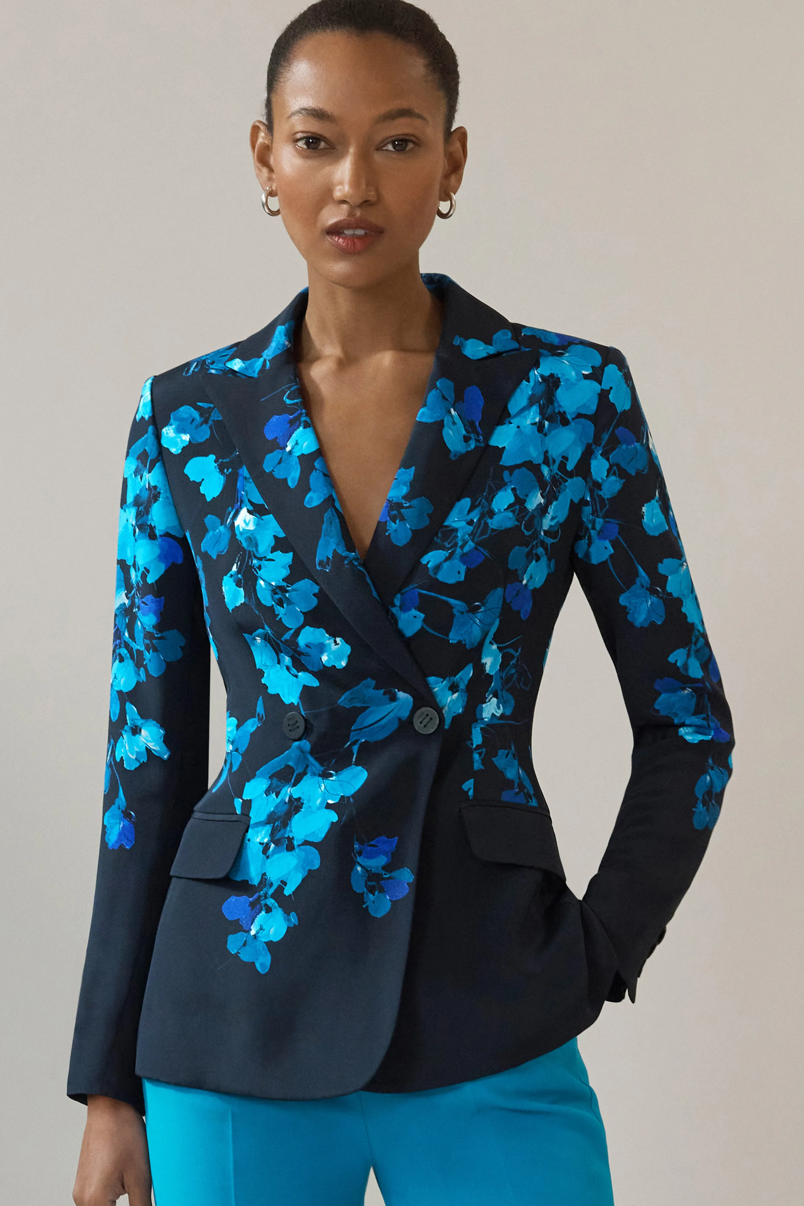 Knighton Jacket Navy And Turquoise Silk