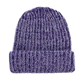 LITE YEAR 2 TONE COTTON BEANIE PURPLE / WHITE