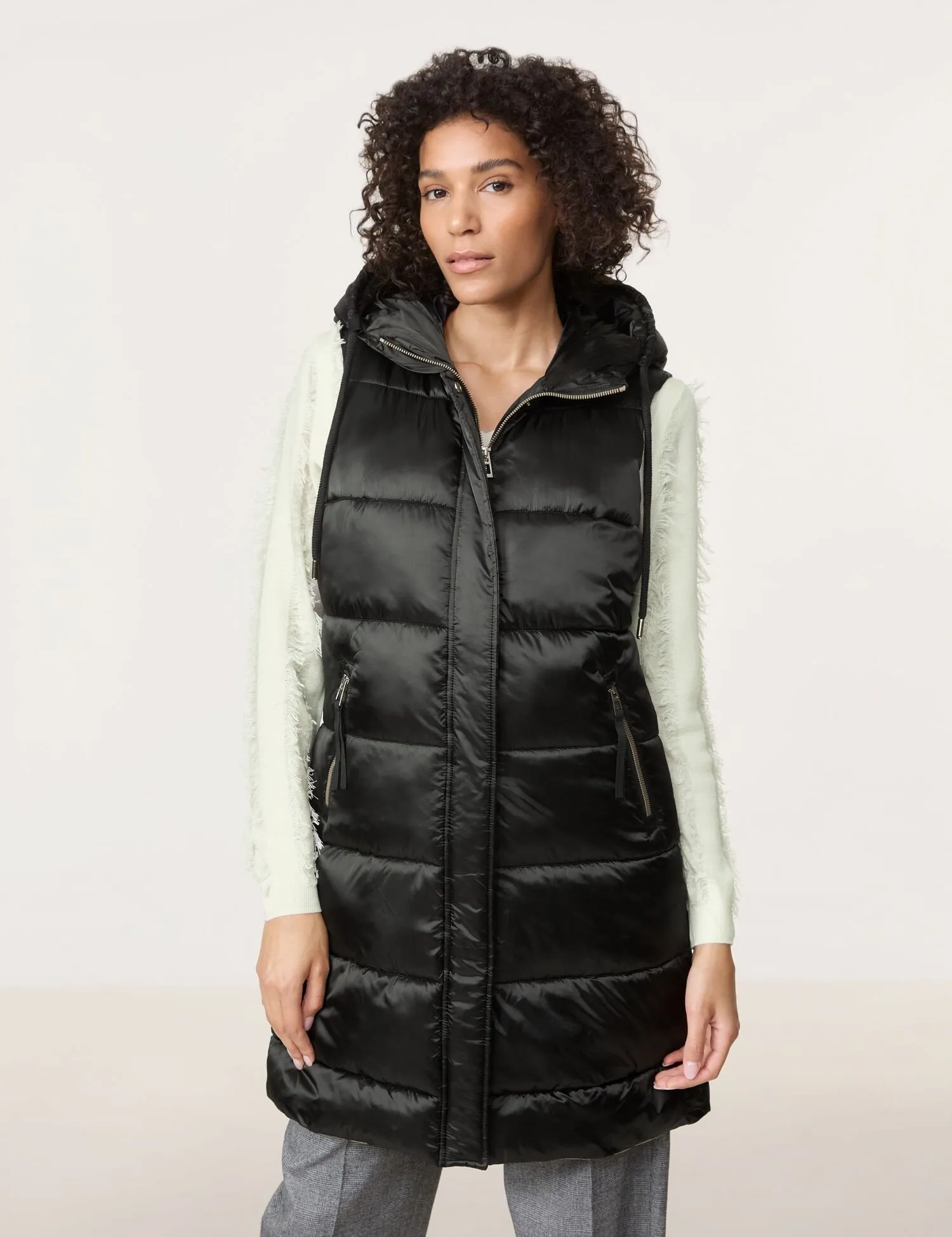 Long body warmer with a hood