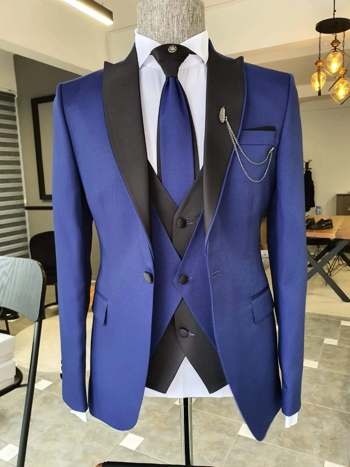 Lori Sax Slim Fit Peak Lapel Wedding Suit