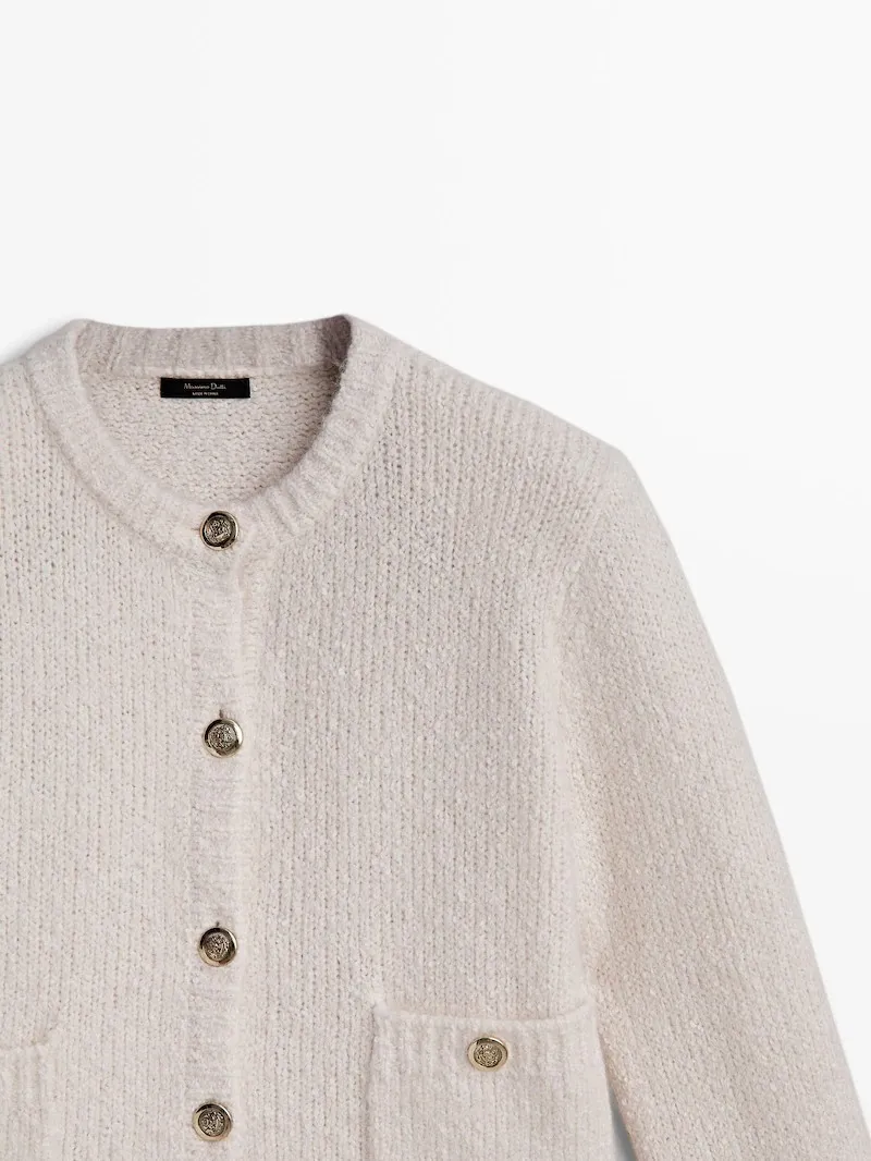 Massimo Dutti  |Casual Style Wool Long Sleeves Plain Cotton Office Style