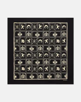 Miani - Printed Silk Scarf - Folk Art Black