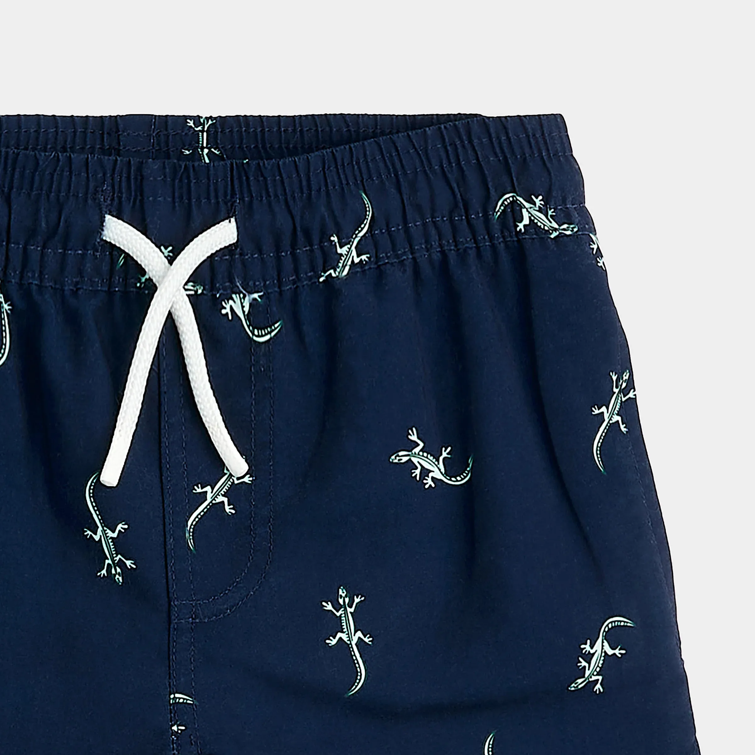 Miles The Label -Gecko On Navy Swim Trunks