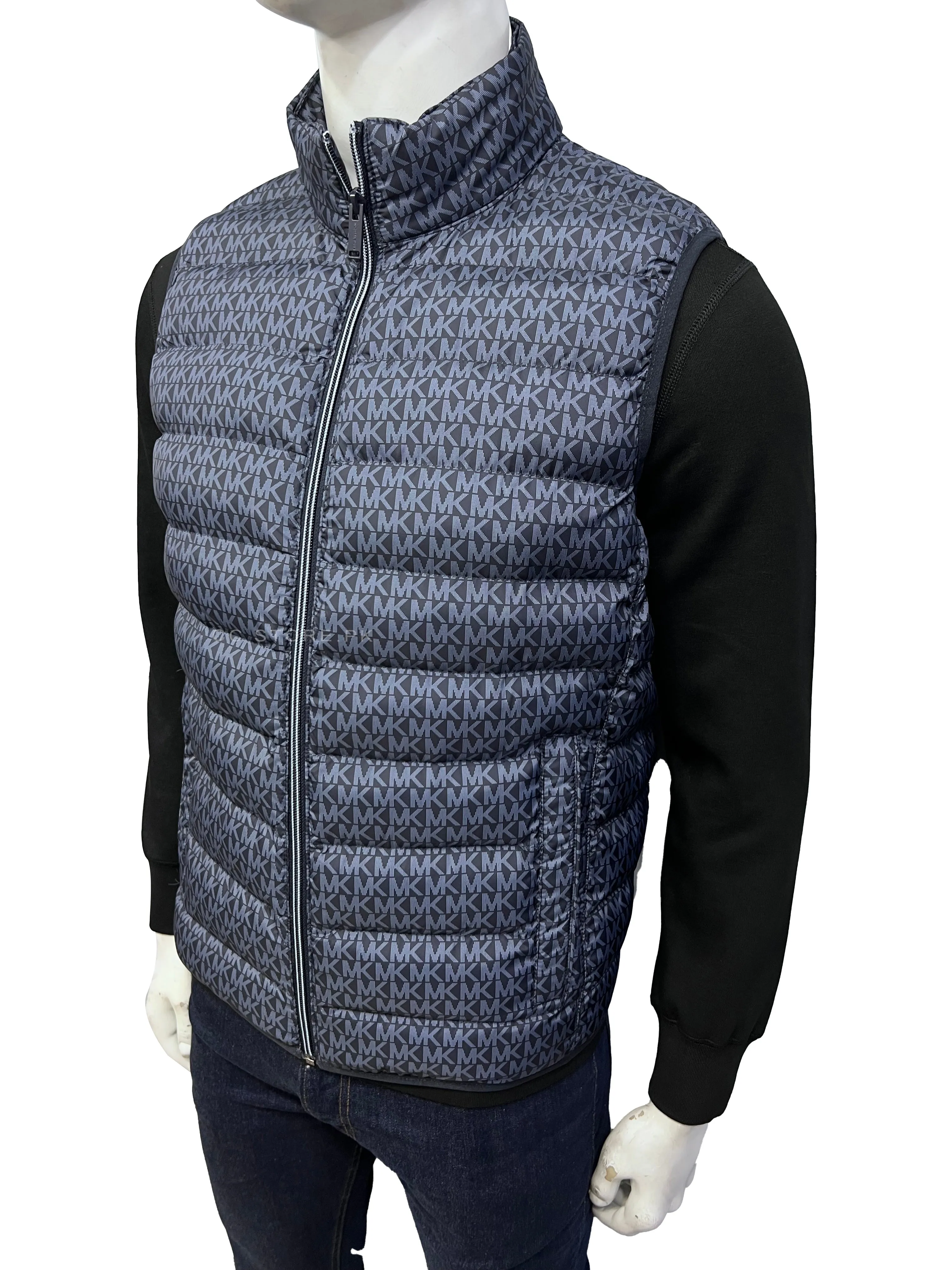 MK Logo Quilted Blue Gilet