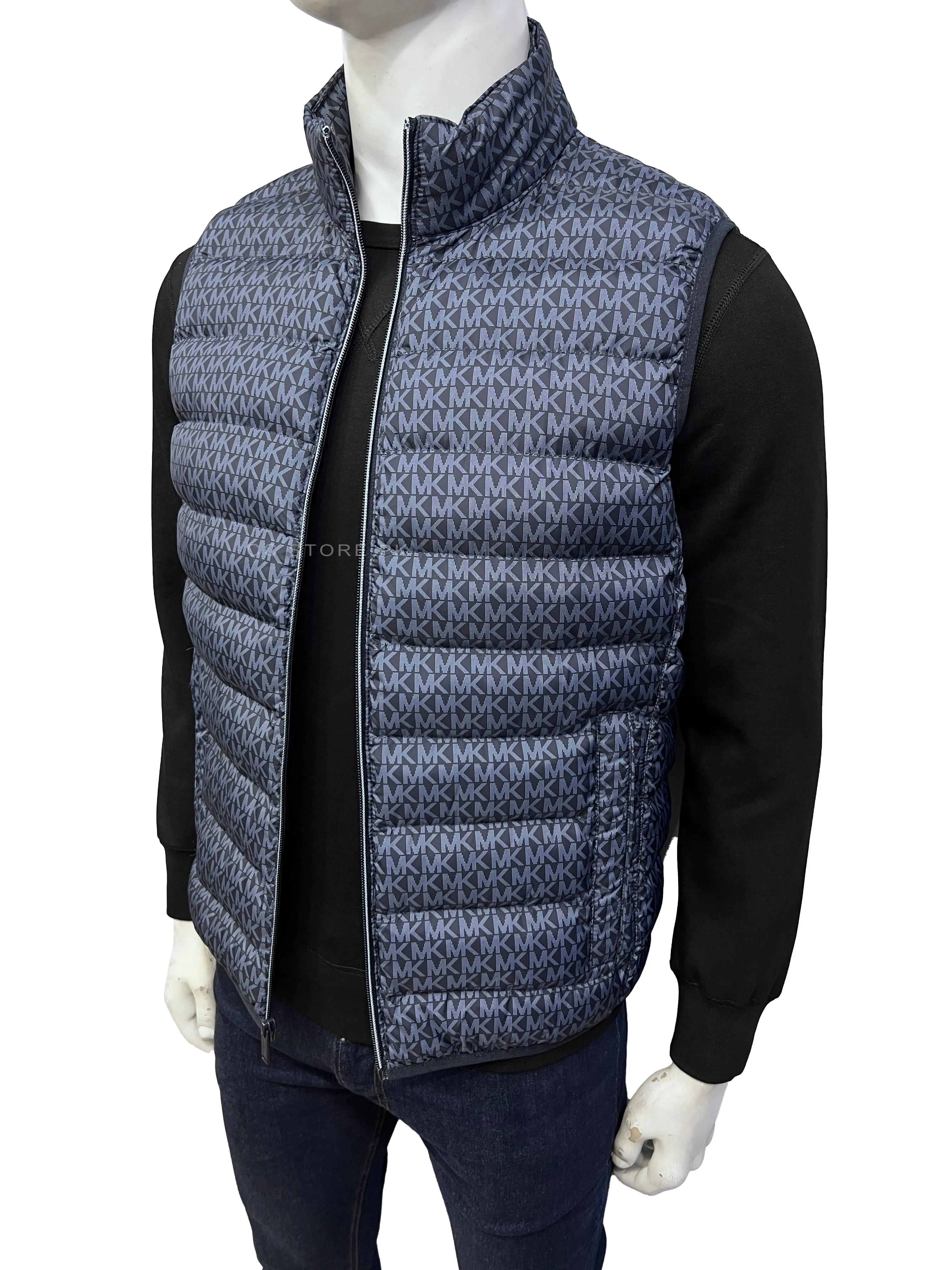 MK Logo Quilted Blue Gilet